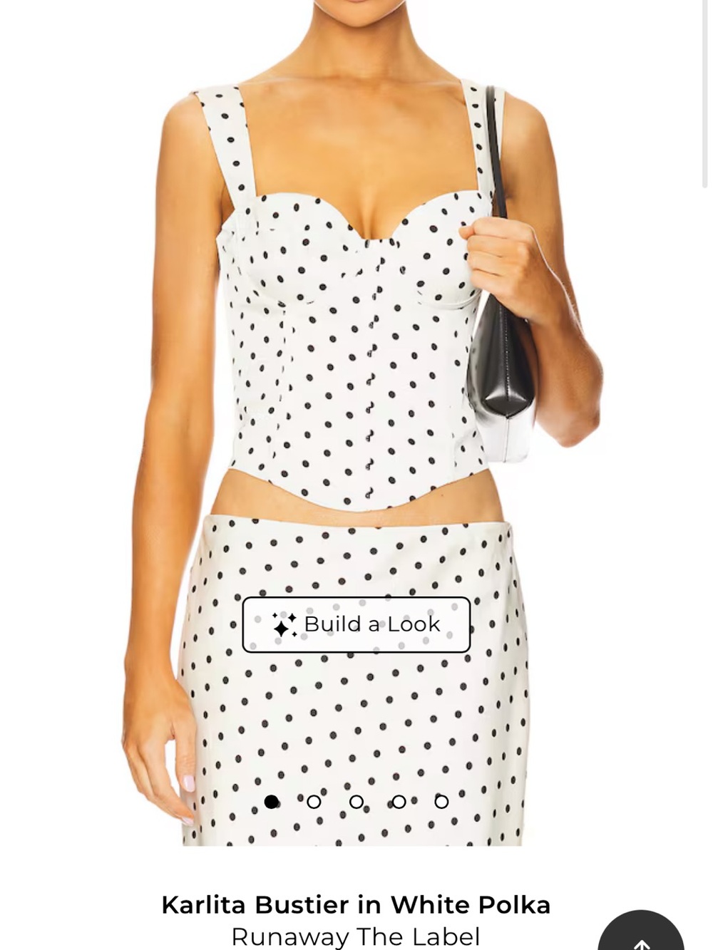 Runaway the label: Karlita white polka midi skirt and top set